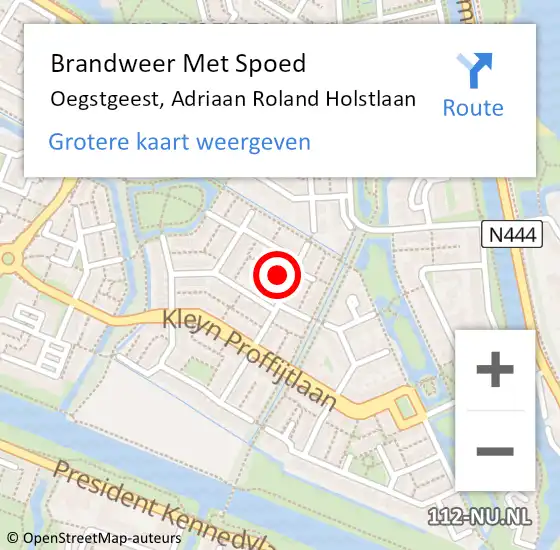 Locatie op kaart van de 112 melding: Brandweer Met Spoed Naar Oegstgeest, Adriaan Roland Holstlaan op 12 juli 2024 03:51