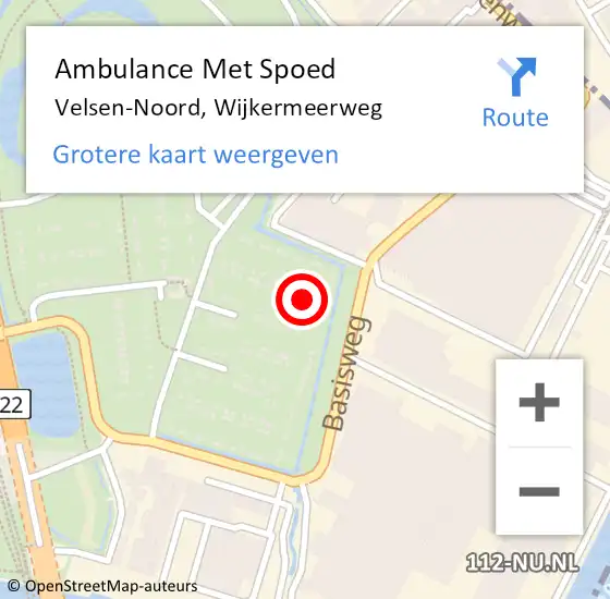 Locatie op kaart van de 112 melding: Ambulance Met Spoed Naar Velsen-Noord, Wijkermeerweg op 12 juli 2024 04:06