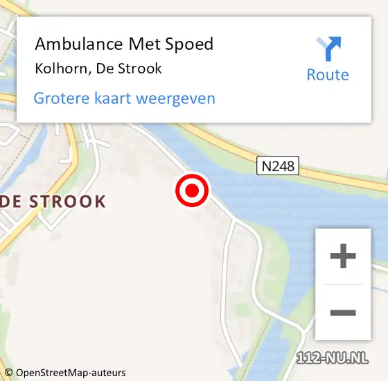 Locatie op kaart van de 112 melding: Ambulance Met Spoed Naar Kolhorn, De Strook op 12 juli 2024 05:20