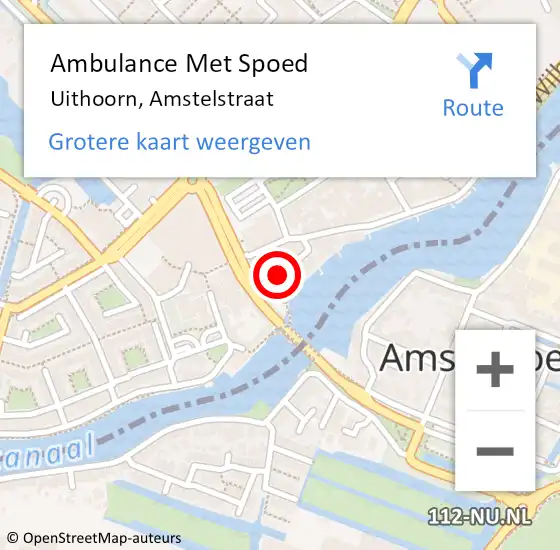 Locatie op kaart van de 112 melding: Ambulance Met Spoed Naar Uithoorn, Amstelstraat op 12 juli 2024 05:22