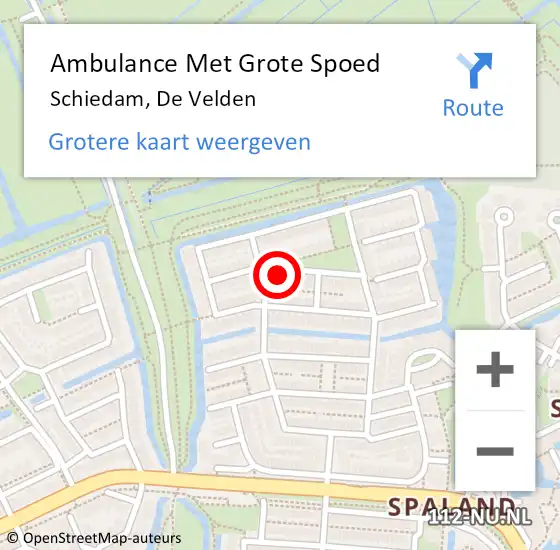 Locatie op kaart van de 112 melding: Ambulance Met Grote Spoed Naar Schiedam, De Velden op 12 juli 2024 05:55