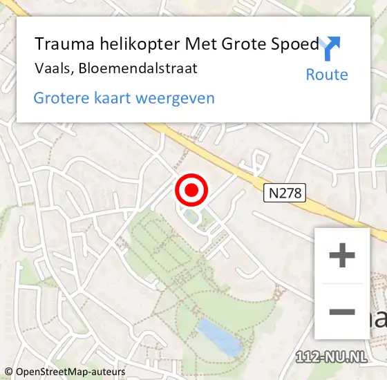 Locatie op kaart van de 112 melding: Trauma helikopter Met Grote Spoed Naar Vaals, Bloemendalstraat op 12 juli 2024 06:09