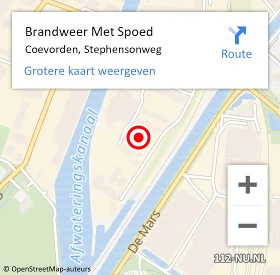 Locatie op kaart van de 112 melding: Brandweer Met Spoed Naar Coevorden, Stephensonweg op 12 juli 2024 06:20