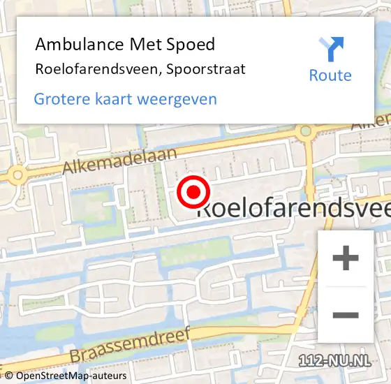 Locatie op kaart van de 112 melding: Ambulance Met Spoed Naar Roelofarendsveen, Spoorstraat op 12 juli 2024 06:32