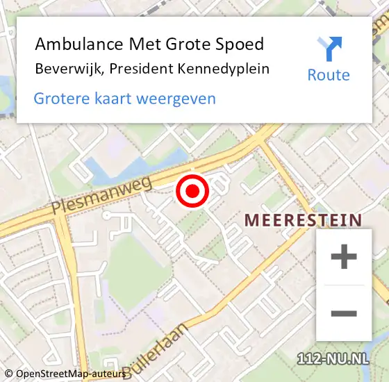 Locatie op kaart van de 112 melding: Ambulance Met Grote Spoed Naar Beverwijk, President Kennedyplein op 12 juli 2024 06:36