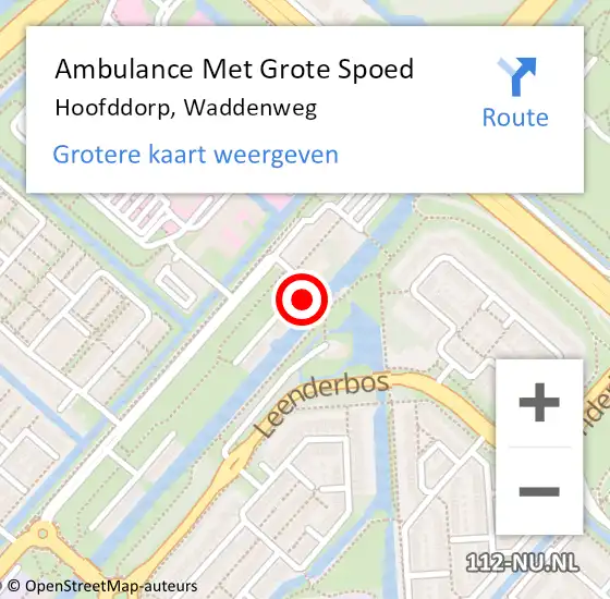 Locatie op kaart van de 112 melding: Ambulance Met Grote Spoed Naar Hoofddorp, Waddenweg op 12 juli 2024 06:39