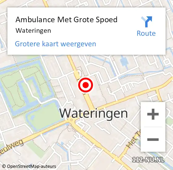 Locatie op kaart van de 112 melding: Ambulance Met Grote Spoed Naar Wateringen op 12 juli 2024 06:44