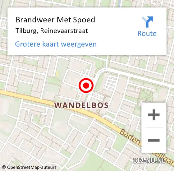 Locatie op kaart van de 112 melding: Brandweer Met Spoed Naar Tilburg, Reinevaarstraat op 12 juli 2024 07:10