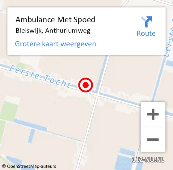 Locatie op kaart van de 112 melding: Ambulance Met Spoed Naar Bleiswijk, Anthuriumweg op 12 juli 2024 08:02