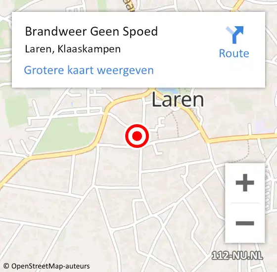 Locatie op kaart van de 112 melding: Brandweer Geen Spoed Naar Laren, Klaaskampen op 12 juli 2024 08:13