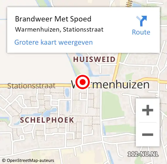 Locatie op kaart van de 112 melding: Brandweer Met Spoed Naar Warmenhuizen, Stationsstraat op 12 juli 2024 08:17