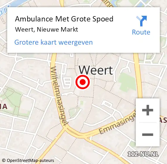 Locatie op kaart van de 112 melding: Ambulance Met Grote Spoed Naar Weert, Nieuwe Markt op 12 juli 2024 08:34