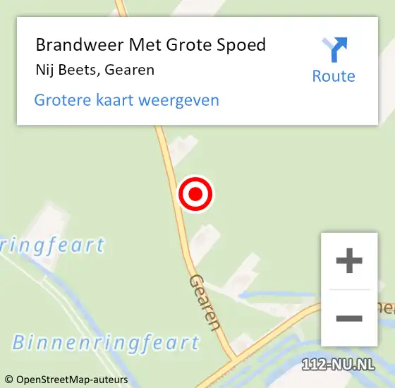 Locatie op kaart van de 112 melding: Brandweer Met Grote Spoed Naar Nij Beets, Gearen op 12 juli 2024 08:36