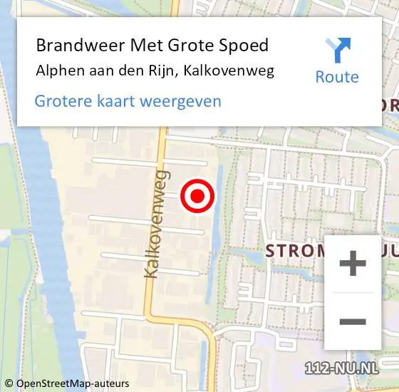 Locatie op kaart van de 112 melding: Brandweer Met Grote Spoed Naar Alphen aan den Rijn, Kalkovenweg op 12 juli 2024 08:42