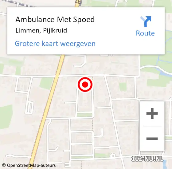 Locatie op kaart van de 112 melding: Ambulance Met Spoed Naar Limmen, Pijlkruid op 12 juli 2024 08:46