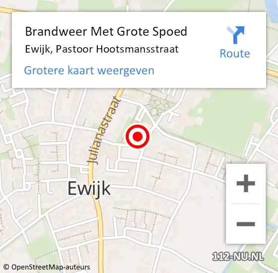 Locatie op kaart van de 112 melding: Brandweer Met Grote Spoed Naar Ewijk, Pastoor Hootsmansstraat op 12 juli 2024 08:49