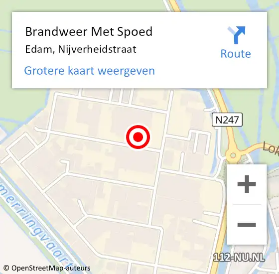 Locatie op kaart van de 112 melding: Brandweer Met Spoed Naar Edam, Nijverheidstraat op 12 oktober 2014 20:30