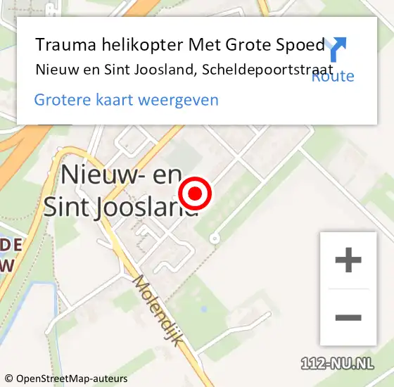 Locatie op kaart van de 112 melding: Trauma helikopter Met Grote Spoed Naar Nieuw en Sint Joosland, Scheldepoortstraat op 12 juli 2024 08:56