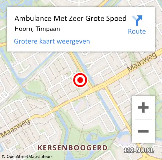 Locatie op kaart van de 112 melding: Ambulance Met Zeer Grote Spoed Naar Hoorn, Timpaan op 12 juli 2024 08:58