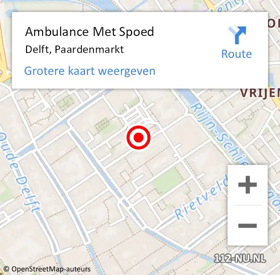 Locatie op kaart van de 112 melding: Ambulance Met Spoed Naar Delft, Paardenmarkt op 12 juli 2024 09:03