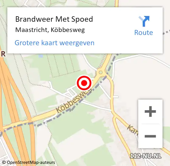 Locatie op kaart van de 112 melding: Brandweer Met Spoed Naar Maastricht, Köbbesweg op 12 juli 2024 09:12