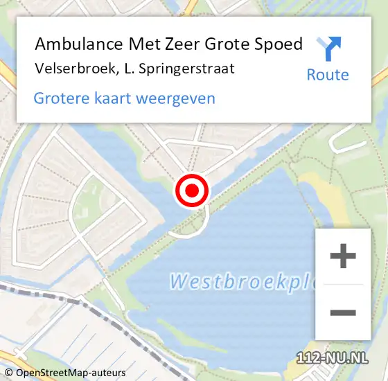 Locatie op kaart van de 112 melding: Ambulance Met Zeer Grote Spoed Naar Velserbroek, L. Springerstraat op 12 juli 2024 09:22