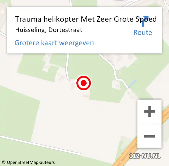 Locatie op kaart van de 112 melding: Trauma helikopter Met Zeer Grote Spoed Naar Huisseling, Dortestraat op 12 juli 2024 09:28