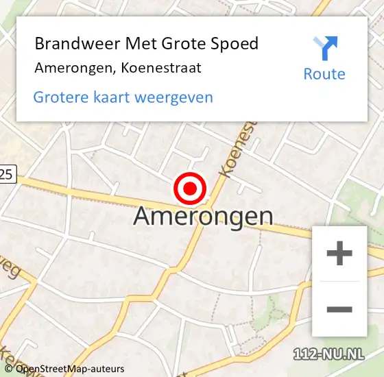 Locatie op kaart van de 112 melding: Brandweer Met Grote Spoed Naar Amerongen, Koenestraat op 12 oktober 2014 20:37