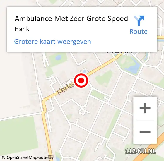 Locatie op kaart van de 112 melding: Ambulance Met Zeer Grote Spoed Naar Hank op 12 juli 2024 09:44