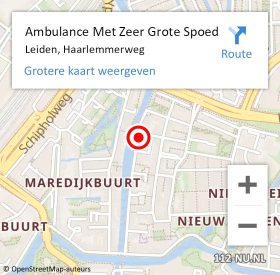 Locatie op kaart van de 112 melding: Ambulance Met Zeer Grote Spoed Naar Leiden, Haarlemmerweg op 12 juli 2024 09:50