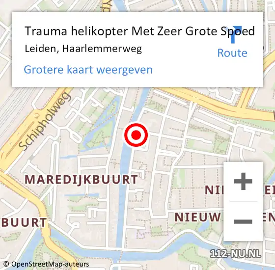 Locatie op kaart van de 112 melding: Trauma helikopter Met Zeer Grote Spoed Naar Leiden, Haarlemmerweg op 12 juli 2024 09:52