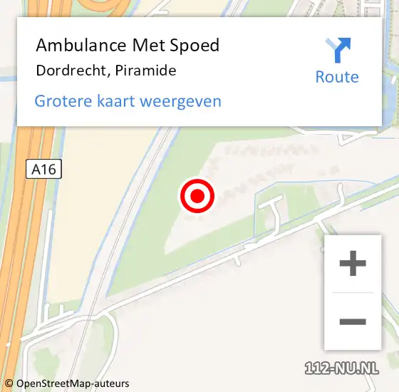 Locatie op kaart van de 112 melding: Ambulance Met Spoed Naar Dordrecht, Piramide op 12 juli 2024 10:11