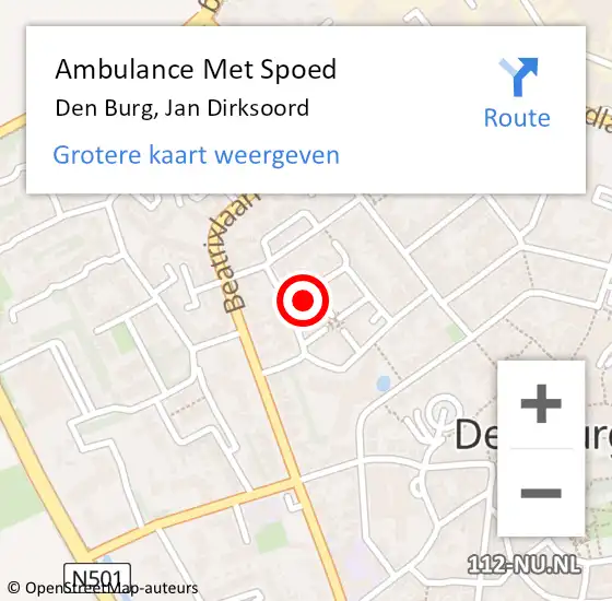 Locatie op kaart van de 112 melding: Ambulance Met Spoed Naar Den Burg, Jan Dirksoord op 12 juli 2024 10:12