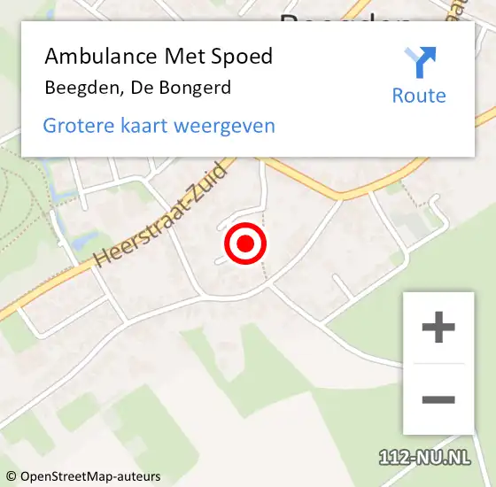 Locatie op kaart van de 112 melding: Ambulance Met Spoed Naar Beegden, De Bongerd op 12 juli 2024 10:24