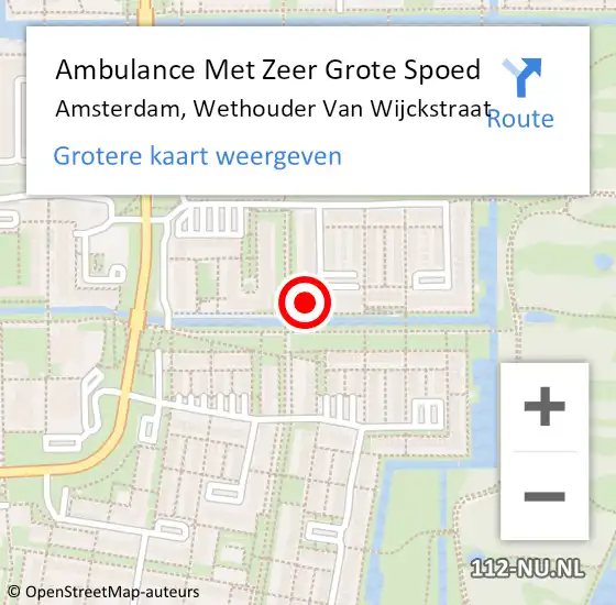 Locatie op kaart van de 112 melding: Ambulance Met Zeer Grote Spoed Naar Amsterdam, Wethouder Van Wijckstraat op 12 juli 2024 10:25