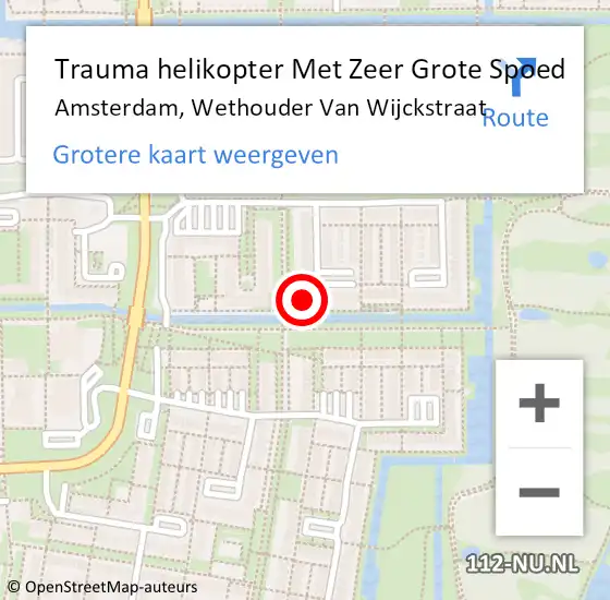 Locatie op kaart van de 112 melding: Trauma helikopter Met Zeer Grote Spoed Naar Amsterdam, Wethouder Van Wijckstraat op 12 juli 2024 10:26