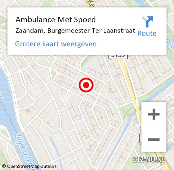 Locatie op kaart van de 112 melding: Ambulance Met Spoed Naar Zaandam, Burgemeester Ter Laanstraat op 12 juli 2024 10:28