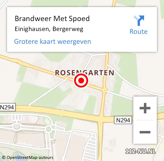 Locatie op kaart van de 112 melding: Brandweer Met Spoed Naar Einighausen, Bergerweg op 12 juli 2024 10:29