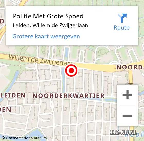 Locatie op kaart van de 112 melding: Politie Met Grote Spoed Naar Leiden, Willem de Zwijgerlaan op 12 juli 2024 10:29