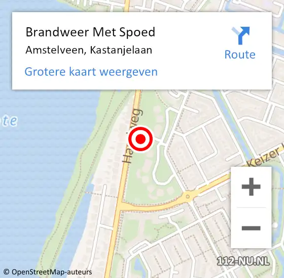 Locatie op kaart van de 112 melding: Brandweer Met Spoed Naar Amstelveen, Kastanjelaan op 12 juli 2024 10:30