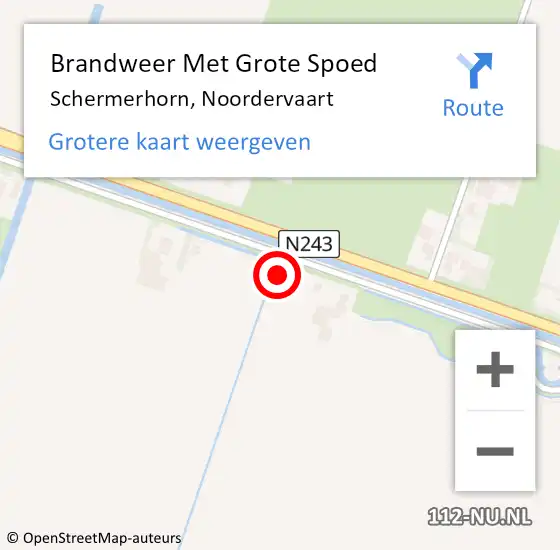 Locatie op kaart van de 112 melding: Brandweer Met Grote Spoed Naar Schermerhorn, Noordervaart op 12 juli 2024 10:35