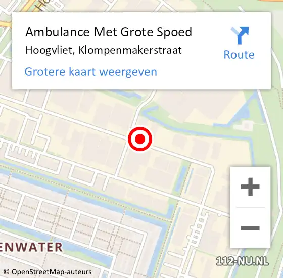 Locatie op kaart van de 112 melding: Ambulance Met Grote Spoed Naar Hoogvliet, Klompenmakerstraat op 12 juli 2024 10:37