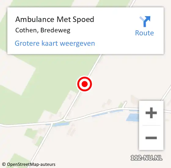 Locatie op kaart van de 112 melding: Ambulance Met Spoed Naar Cothen, Bredeweg op 12 oktober 2014 20:47