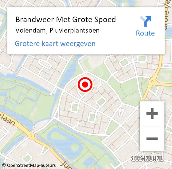 Locatie op kaart van de 112 melding: Brandweer Met Grote Spoed Naar Volendam, Pluvierplantsoen op 12 juli 2024 11:04