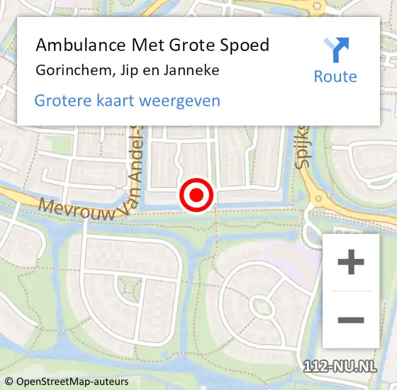 Locatie op kaart van de 112 melding: Ambulance Met Grote Spoed Naar Gorinchem, Jip en Janneke op 12 juli 2024 11:05