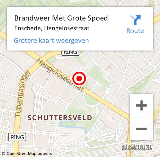 Locatie op kaart van de 112 melding: Brandweer Met Grote Spoed Naar Enschede, Hengelosestraat op 12 juli 2024 11:11