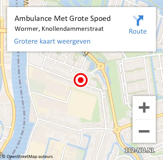 Locatie op kaart van de 112 melding: Ambulance Met Grote Spoed Naar Wormer, Knollendammerstraat op 12 juli 2024 11:23