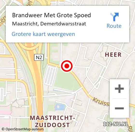 Locatie op kaart van de 112 melding: Brandweer Met Grote Spoed Naar Maastricht, Demertdwarsstraat op 12 juli 2024 11:28