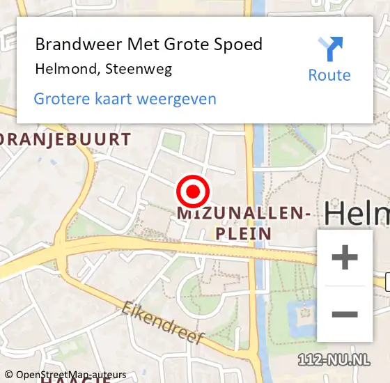 Locatie op kaart van de 112 melding: Brandweer Met Grote Spoed Naar Helmond, Steenweg op 12 juli 2024 11:33