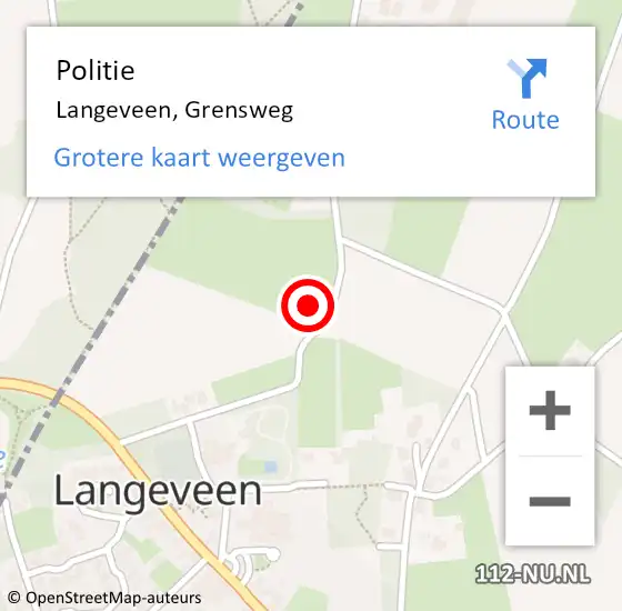 Locatie op kaart van de 112 melding: Politie Langeveen, Grensweg op 12 juli 2024 11:56